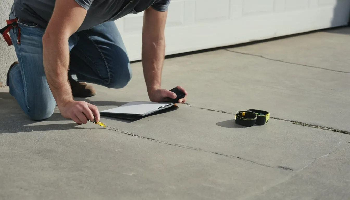 Homeowner photographing a garage floor for an estimate